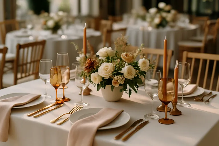 De basis van tafeldecoratie bruiloft