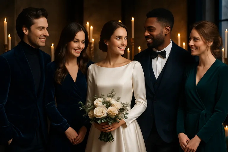 Dresscode: winter chique voor gasten en bruidsgezelschap