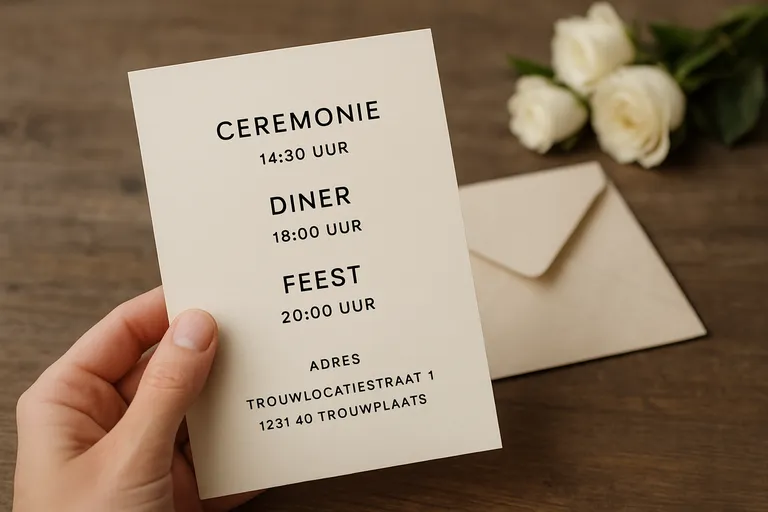 Praktische punten voor je uitnodiging avondgasten bruiloft