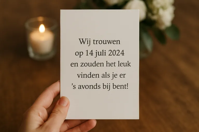 Voorbeelden en sjablonen voor tekst uitnodiging bruiloft avondgasten