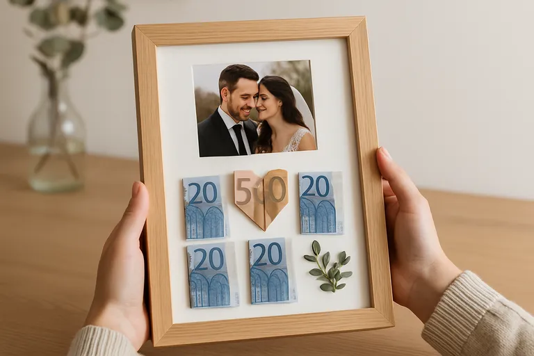 Wat is een fotolijst als geldcadeau voor de bruiloft